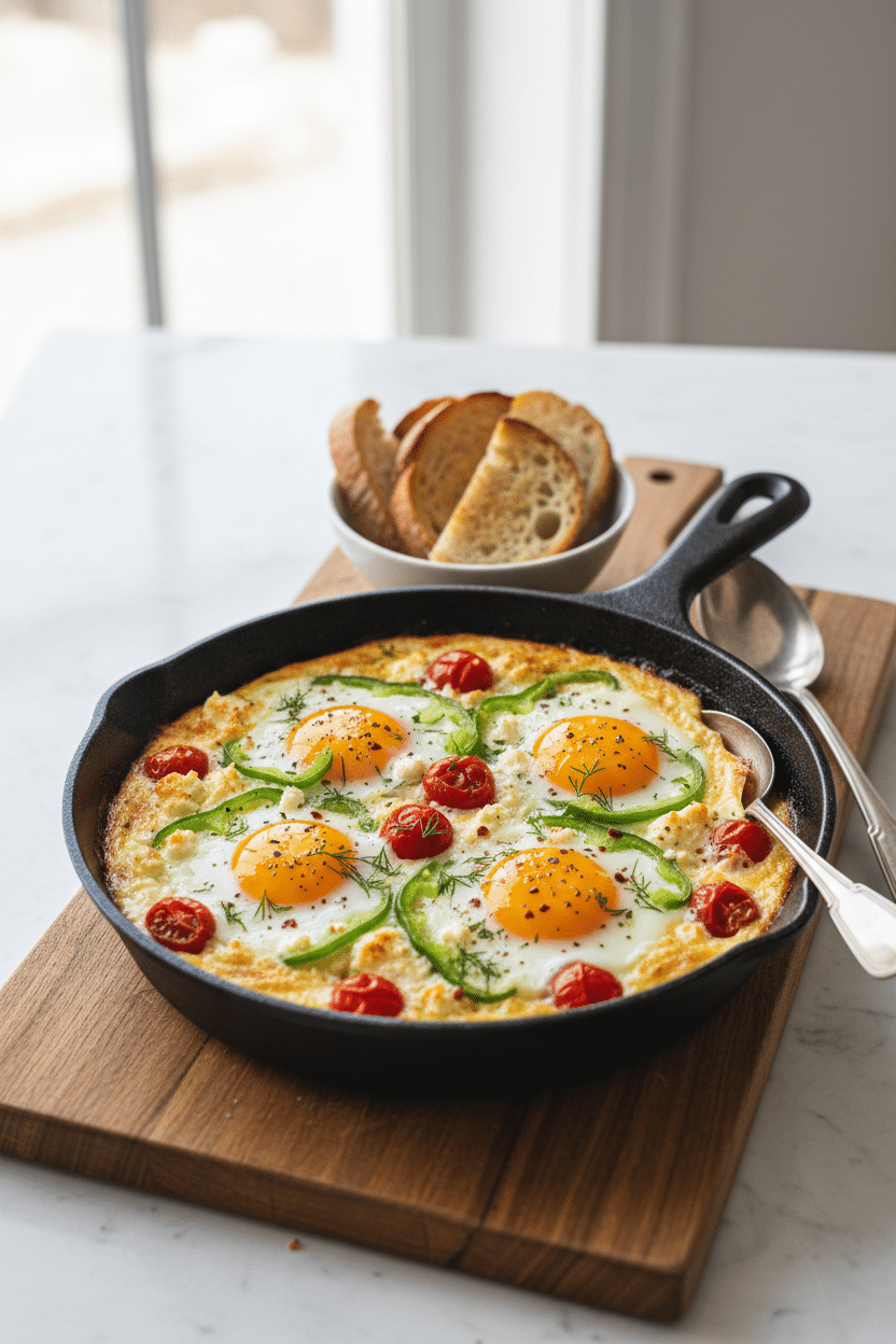 Baked Feta Eggs serving photo