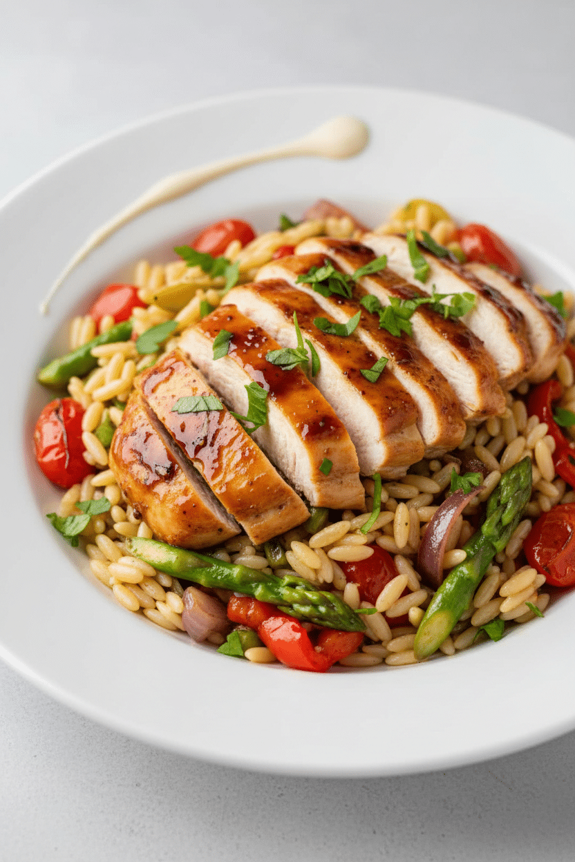Balsamic Chicken & Veggie Orzo serving photo
