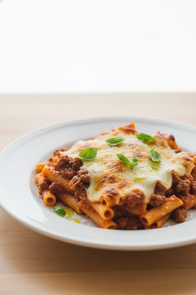 Beef Baked Ziti serving photo