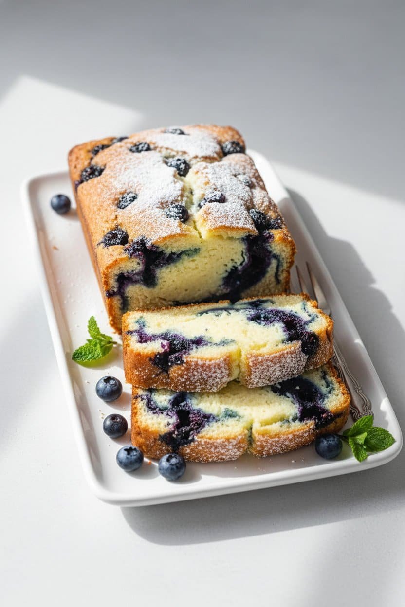 Blueberry Cream Cheese Loaf serving photo