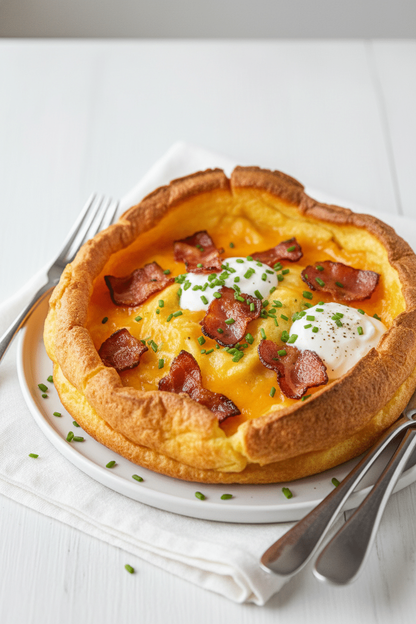 Cheddar Bacon Dutch Baby serving photo