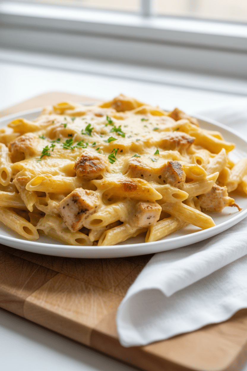 Chicken Alfredo Bake serving photo
