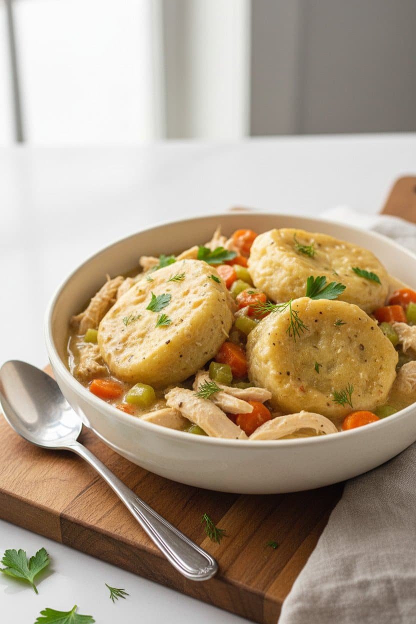 Chicken and Dumplings serving photo