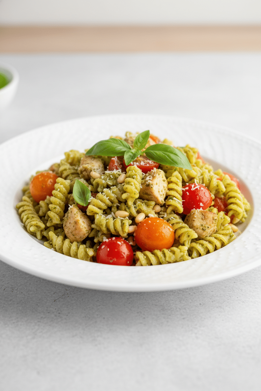 Chicken Pesto Pasta serving photo