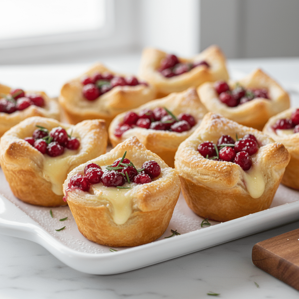 Cranberry Brie Puff Pastry Cups (Easy Appetizer)