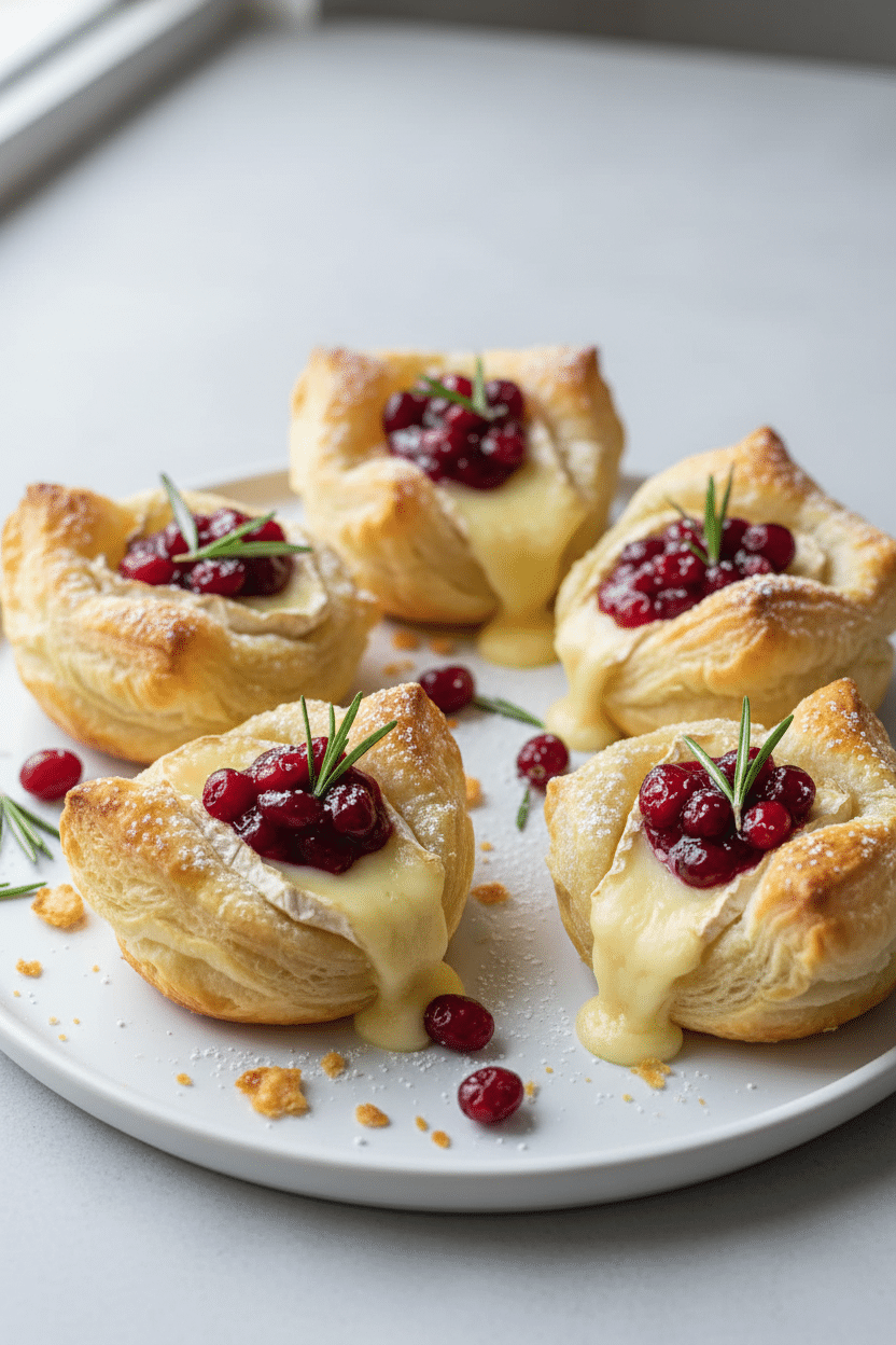 Cranberry Brie Puff Pastry Cups serving photo