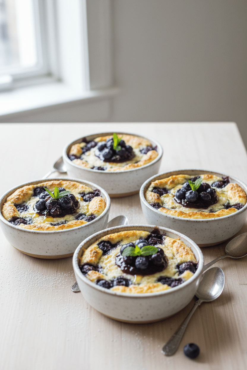 Creamy Baked Blueberry Cottage Cheese Bowls serving photo