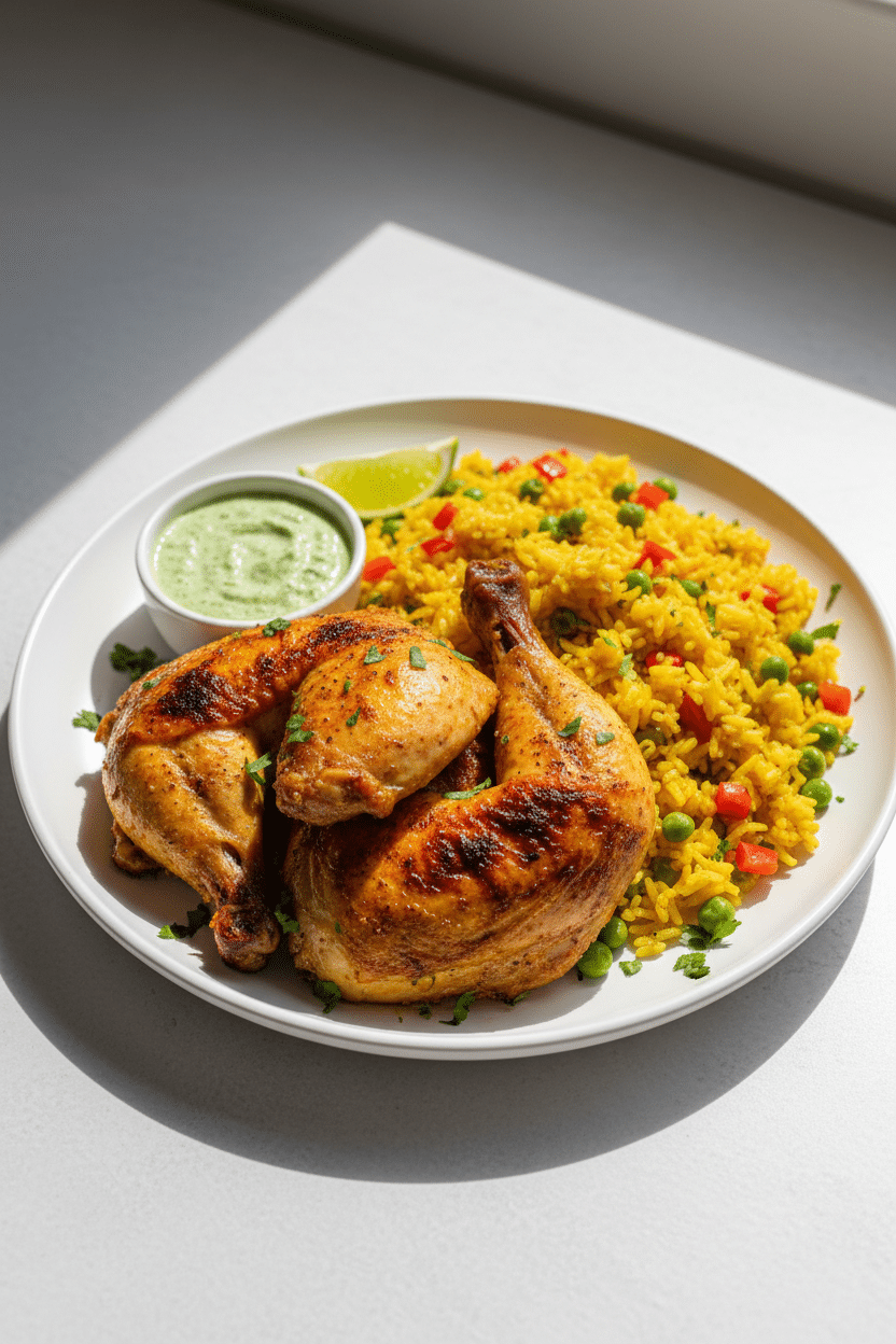 Flavorful Peruvian Chicken & Yellow Rice serving photo