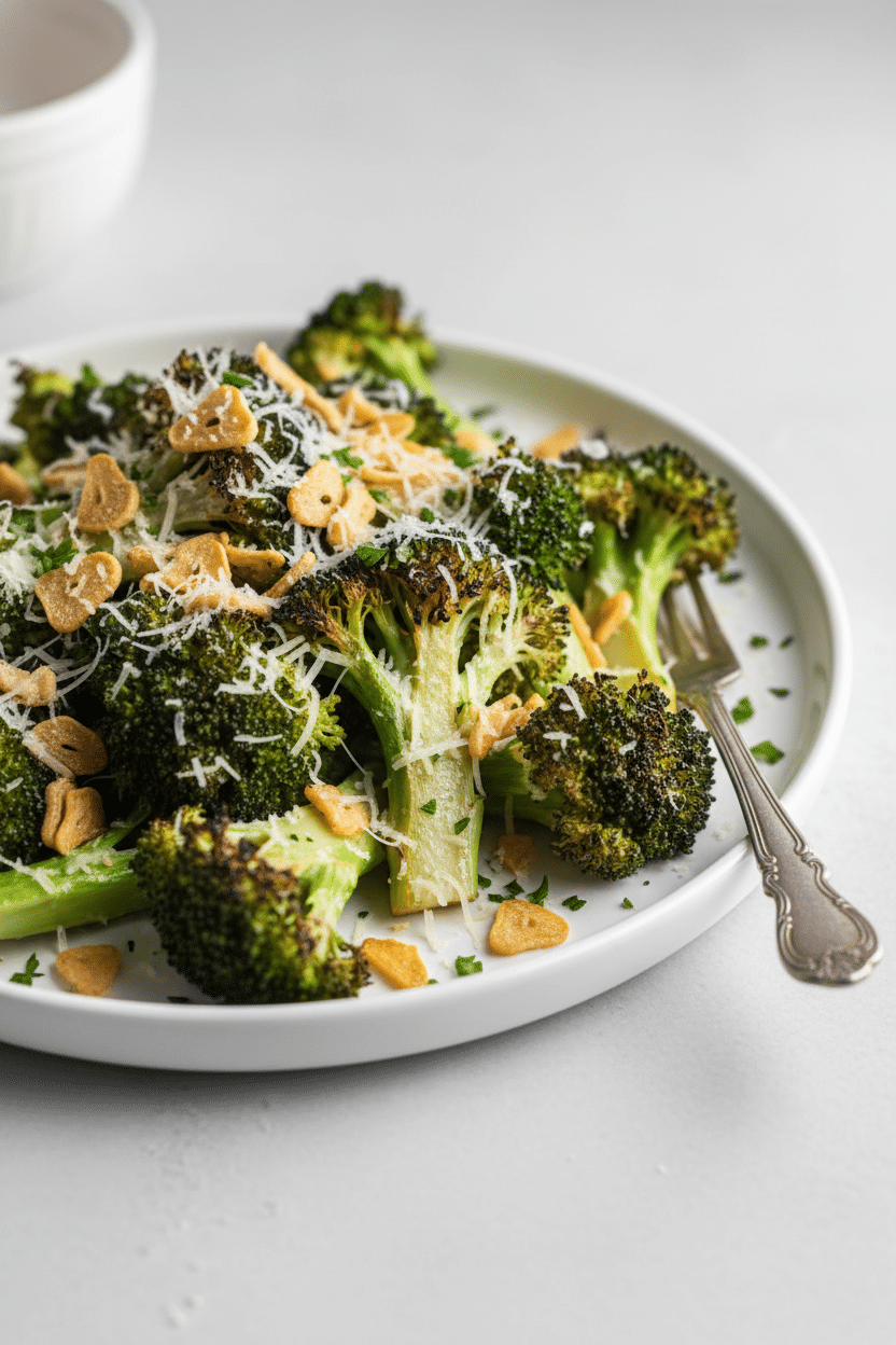 Garlic Parmesan Roasted Broccoli serving photo