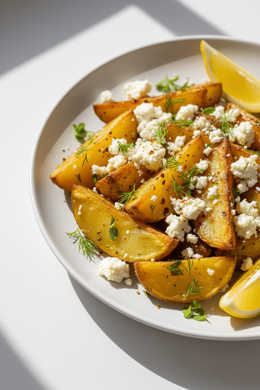 Greek Feta Roast Potatoes serving photo