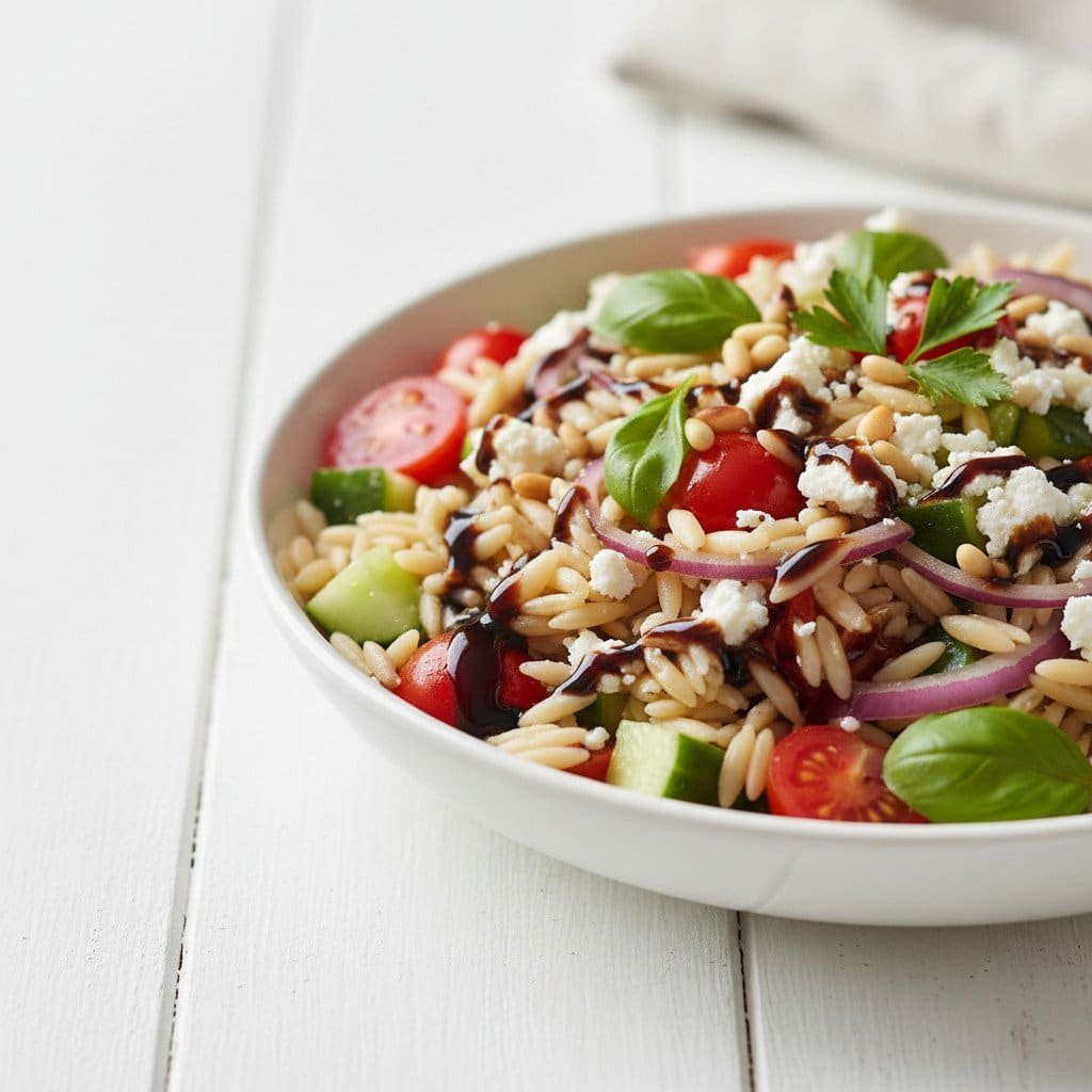 Healthy Balsamic Orzo Salad Recipe (Fresh & Easy)
