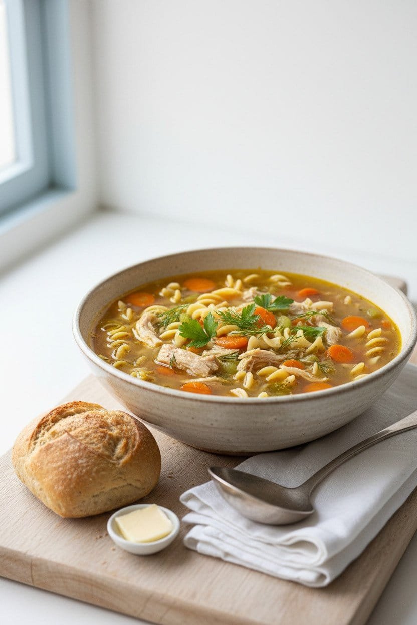 Homemade Chicken Noodle Soup serving photo