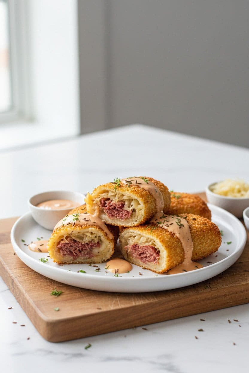 Keto Crispy Reuben Roll-Ups serving photo