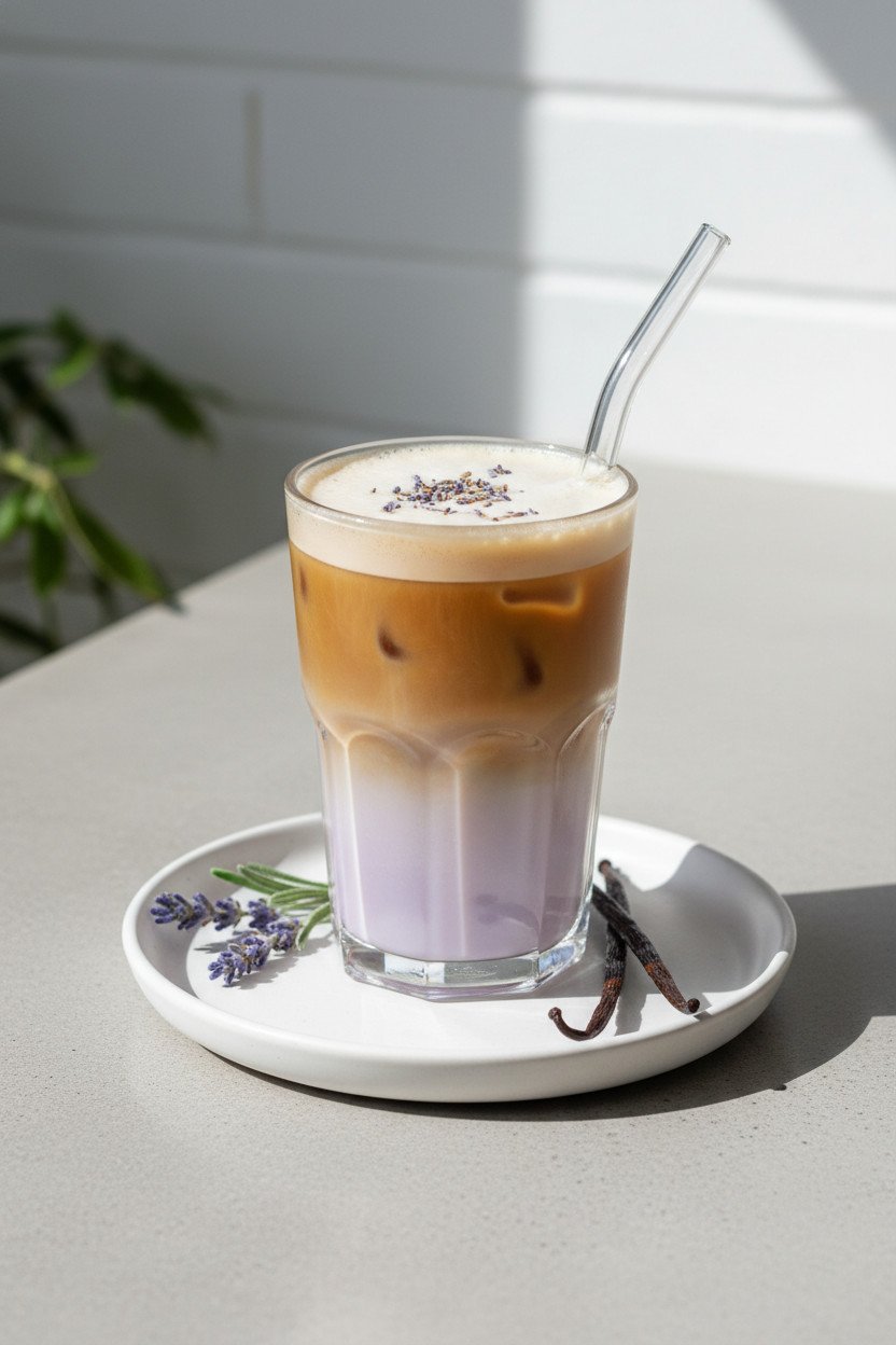 Lavender Vanilla Iced Latte serving photo