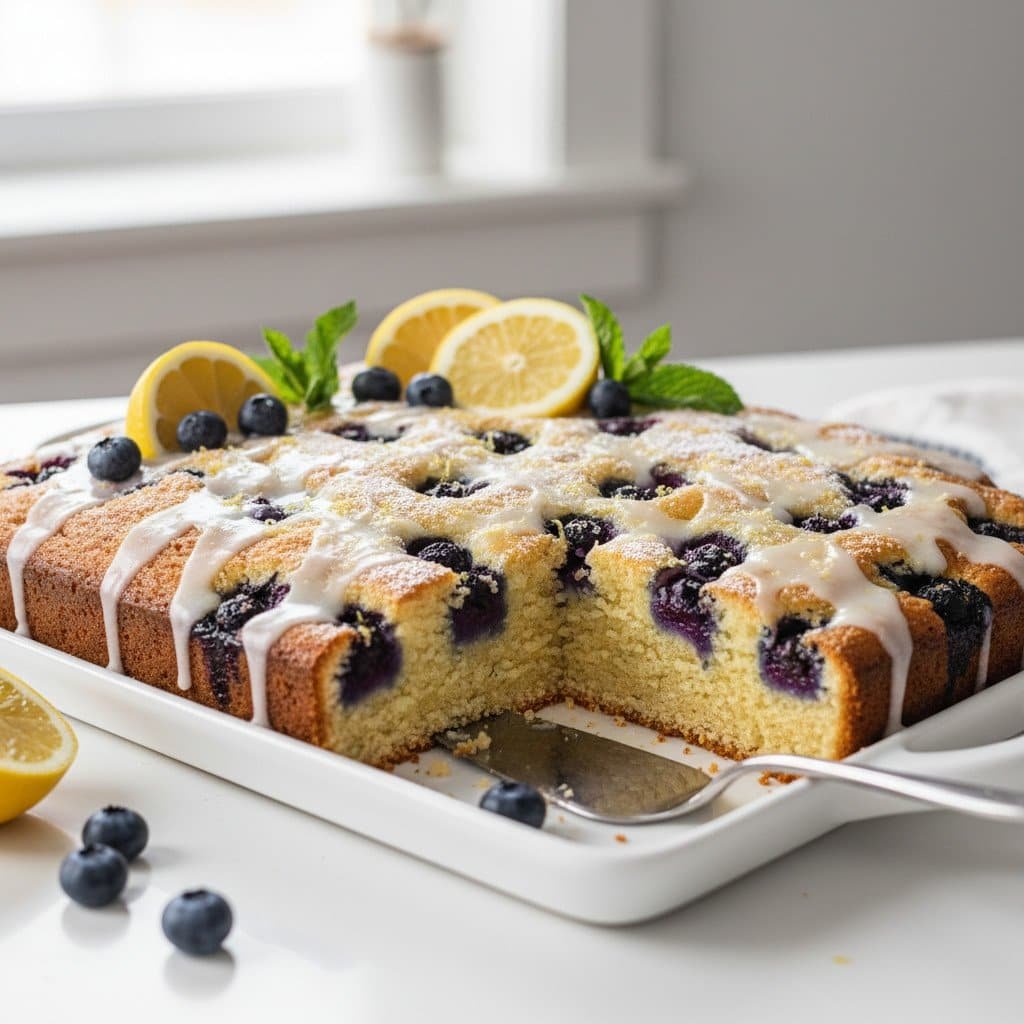 Lemon Blueberry Sheet Cake Recipe (Soft and Bright)
