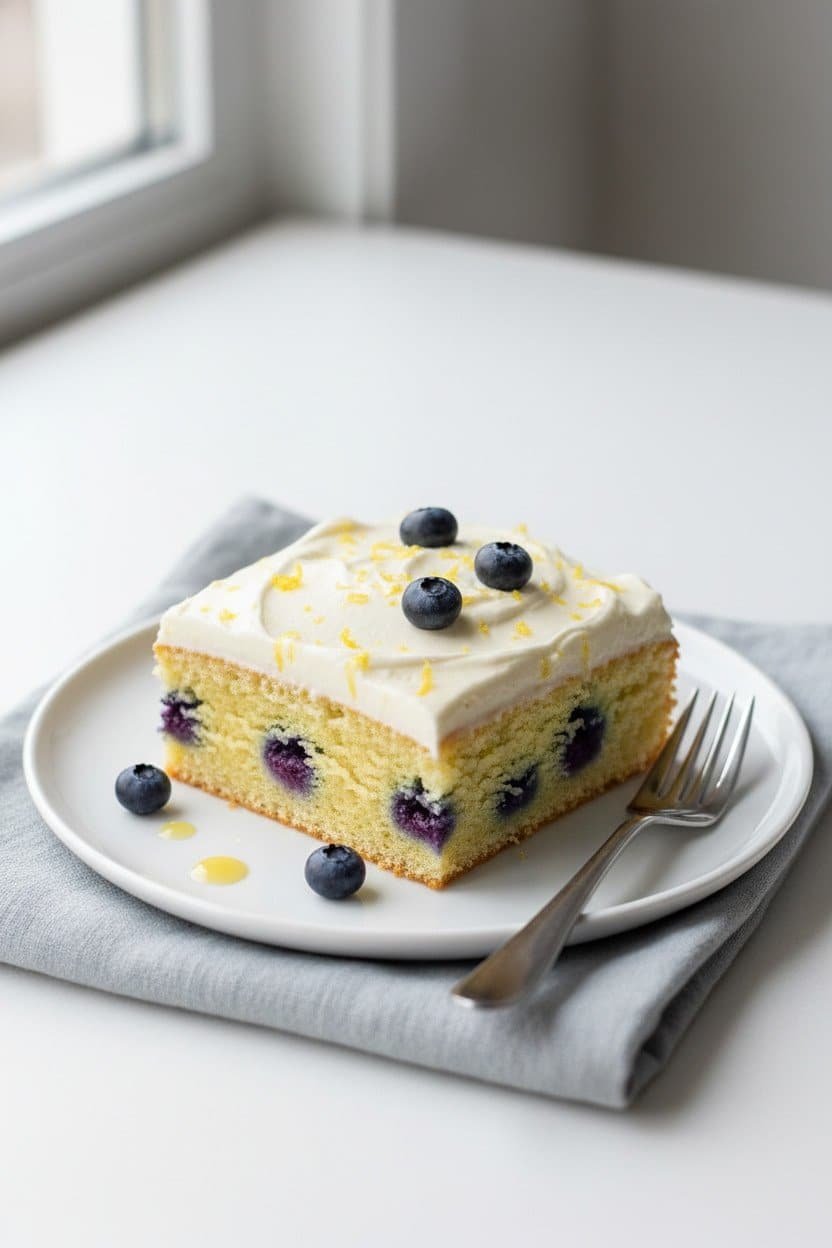 Lemon Blueberry Sheet Cake serving photo