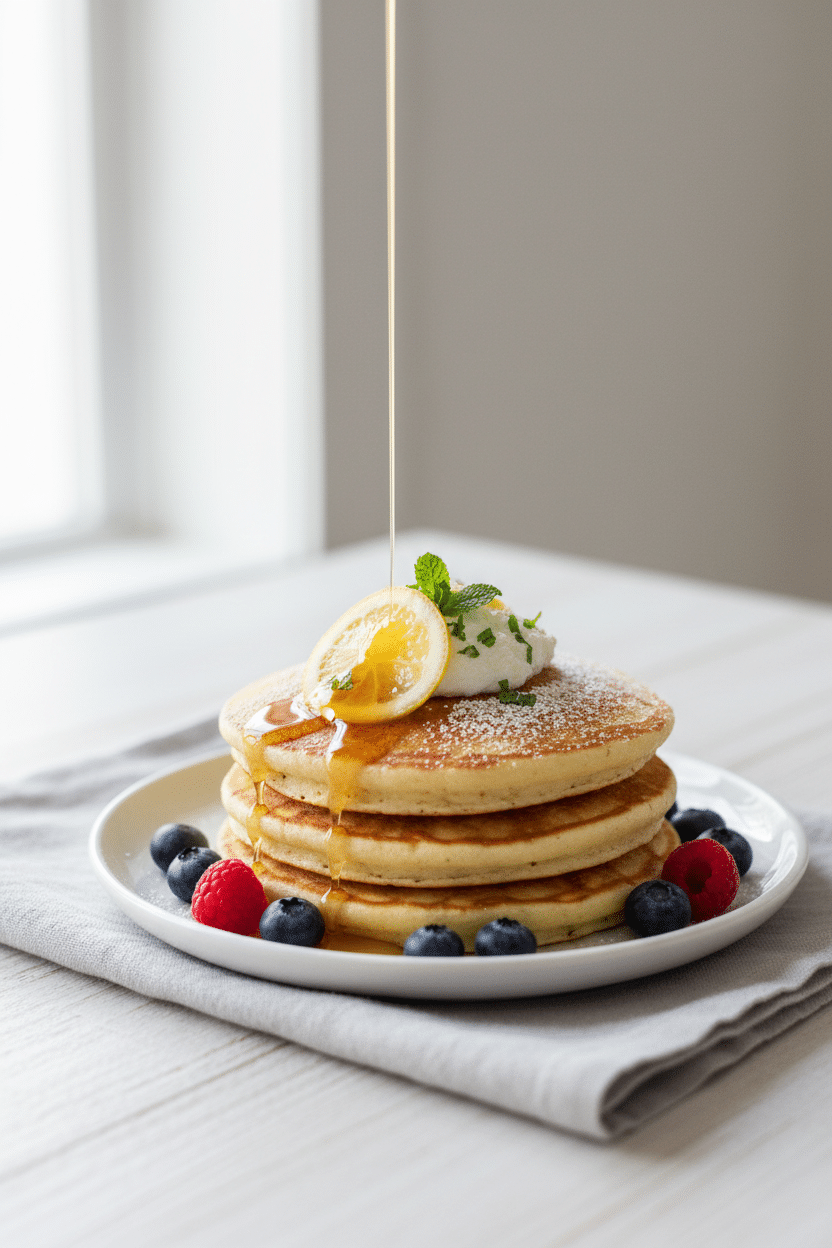 Lemon Ricotta Pancakes serving photo