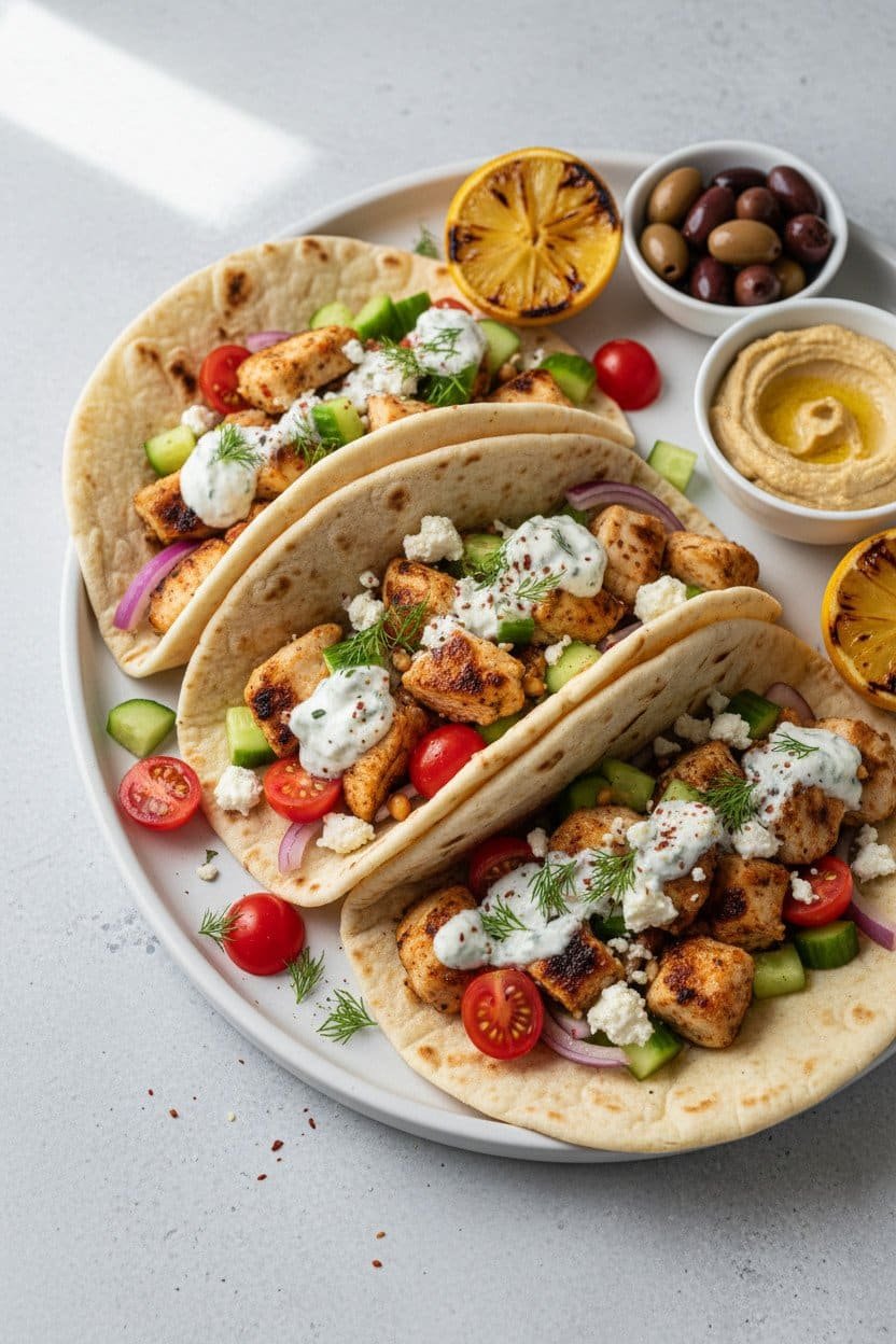 Mediterranean Chicken Tacos serving photo