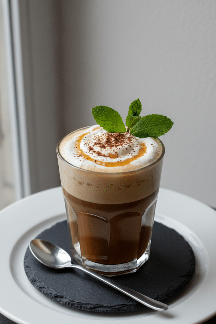 Non-Alcoholic Irish Coffee serving photo