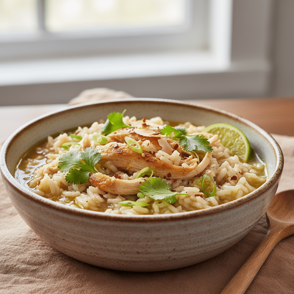 One-Pot Coconut Chicken Brothy Rice (Cozy & Easy)