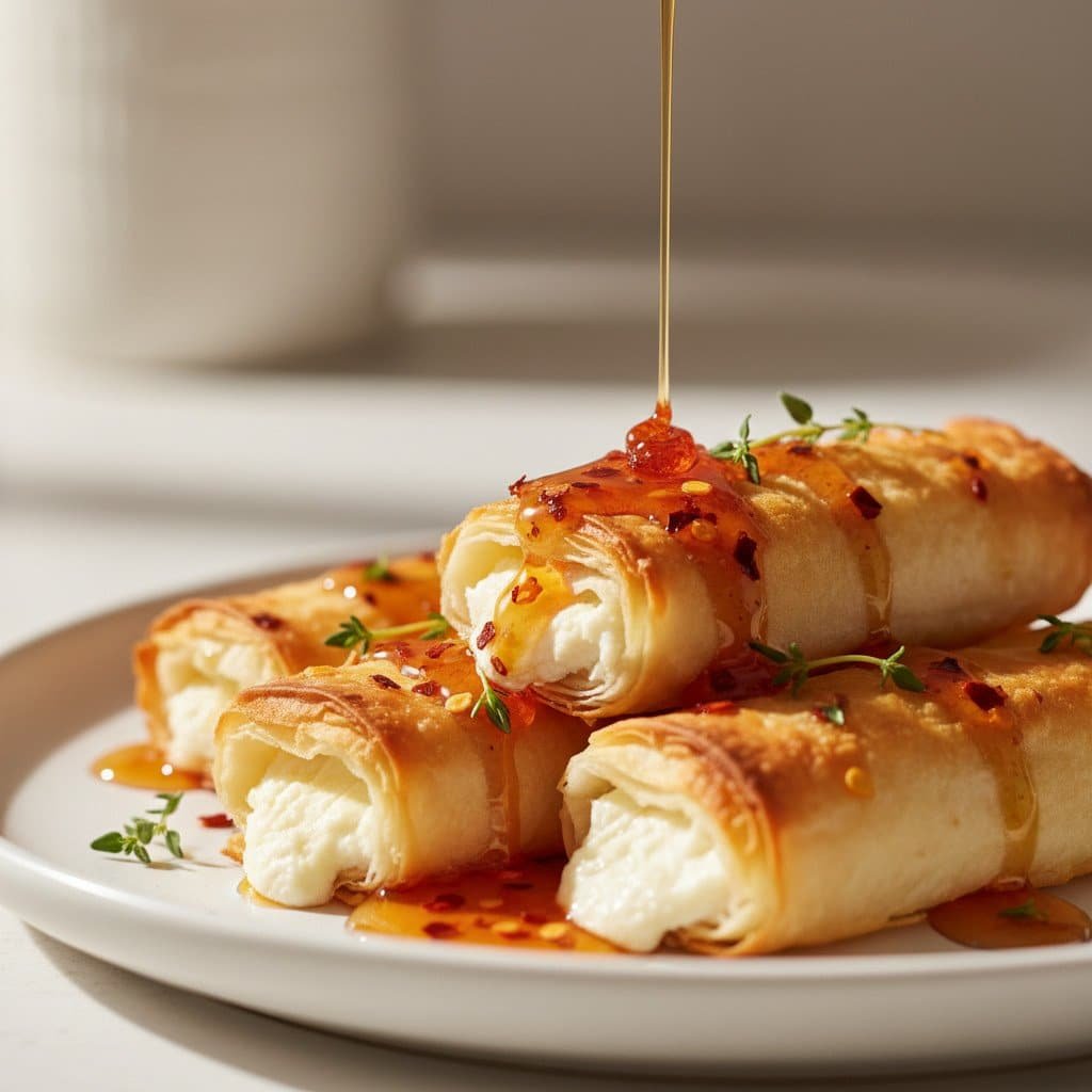 Oven-Fried Feta Rolls with Chili Honey Recipe