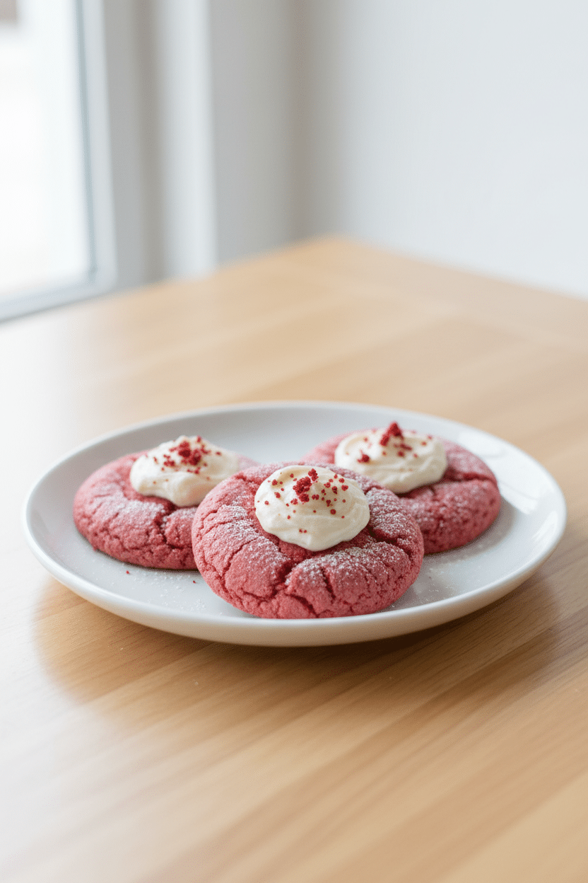 Pink Velvet Cookies serving photo