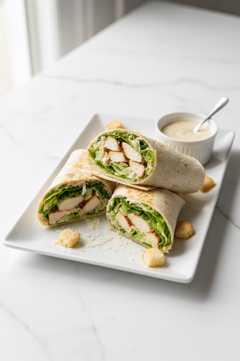 Quick & Easy Chicken Caesar Wraps serving photo
