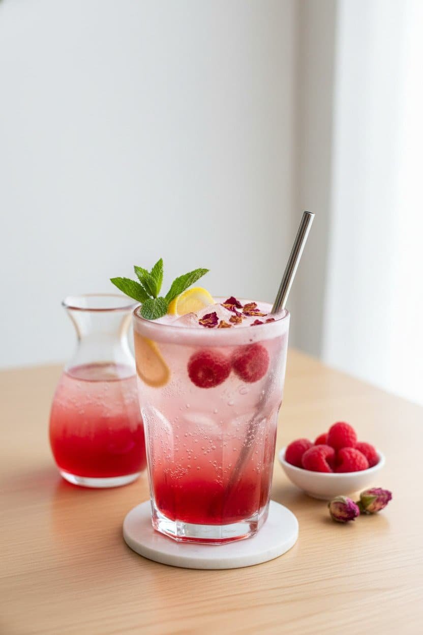Raspberry Rose Italian Soda (non-alcoholic) serving photo