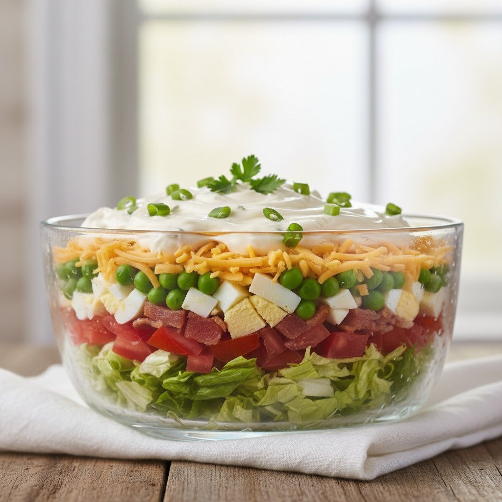 Easy Seven Layer Salad Recipe for Easter and Spring Potlucks