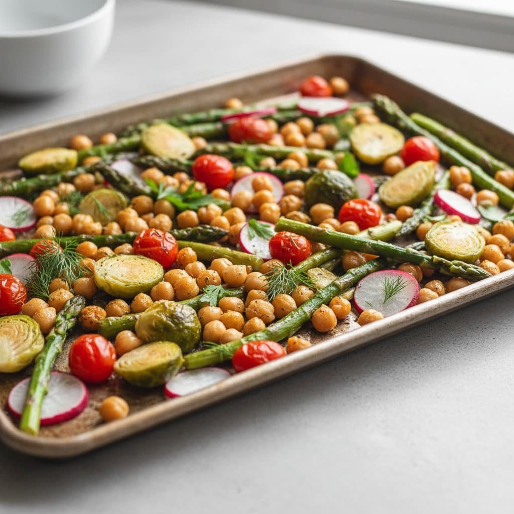 Sheet Pan Chickpeas and Spring Vegetables Recipe for an Easy Dinner