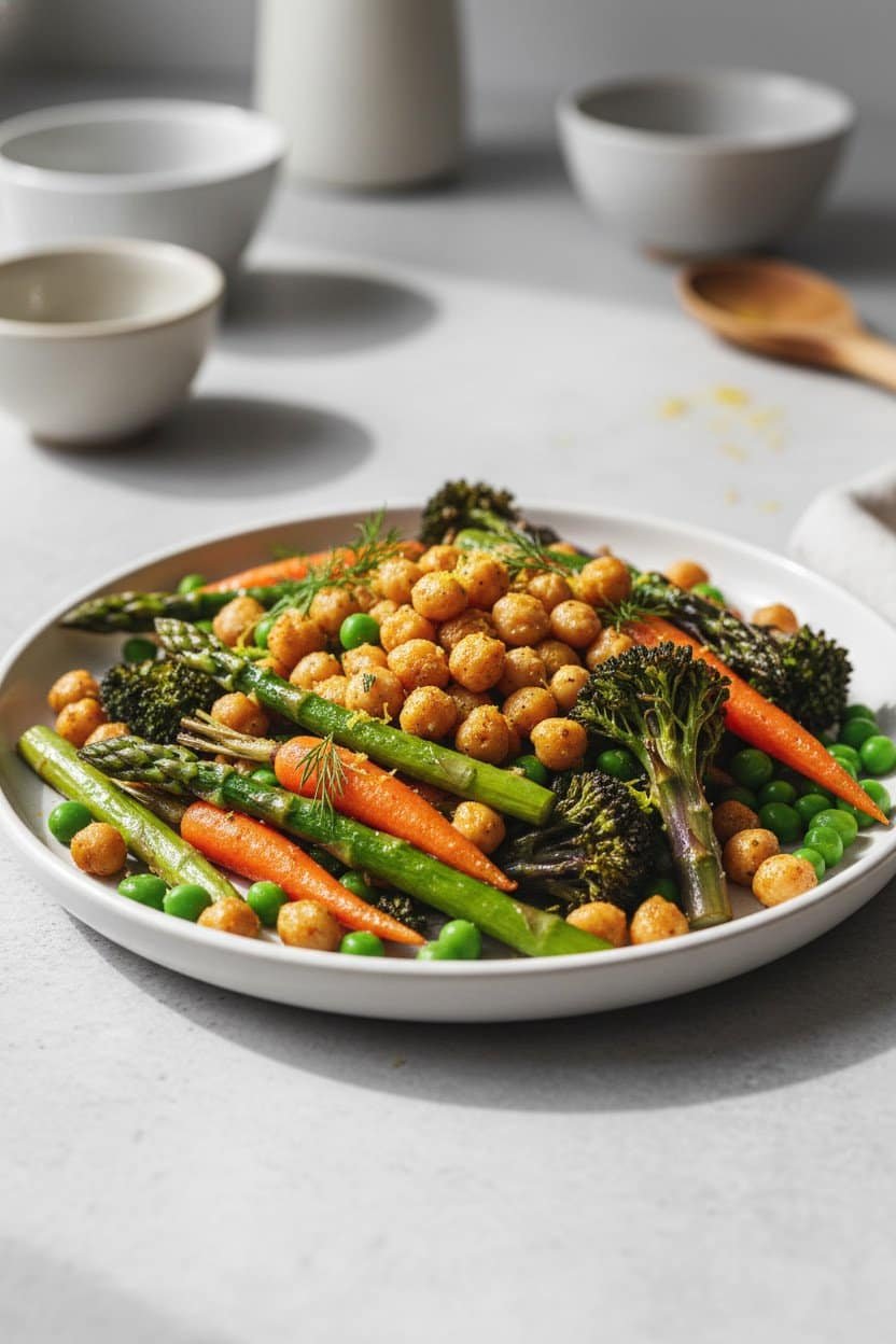 Sheet Pan Chickpeas and Spring Vegetables serving photo