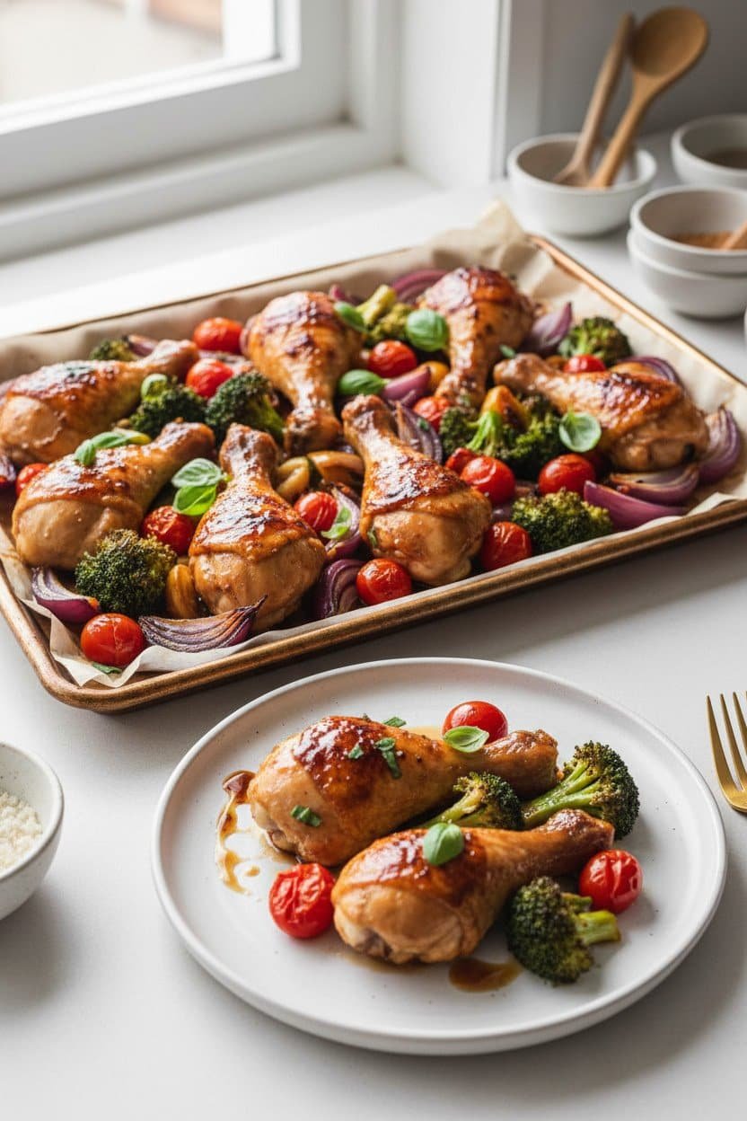 Sheet Pan Honey Balsamic Chicken serving photo