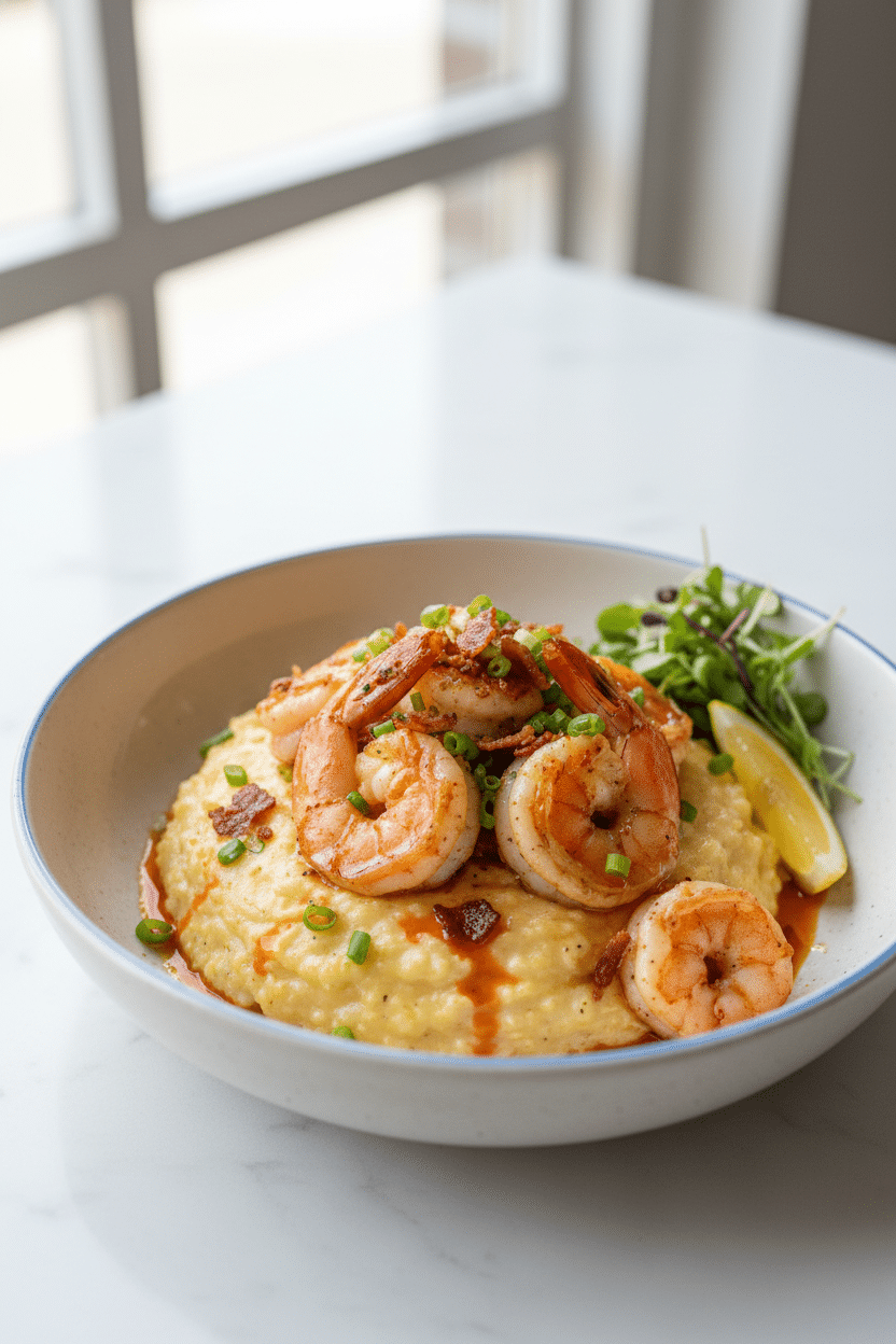 Shrimp and Grits serving photo