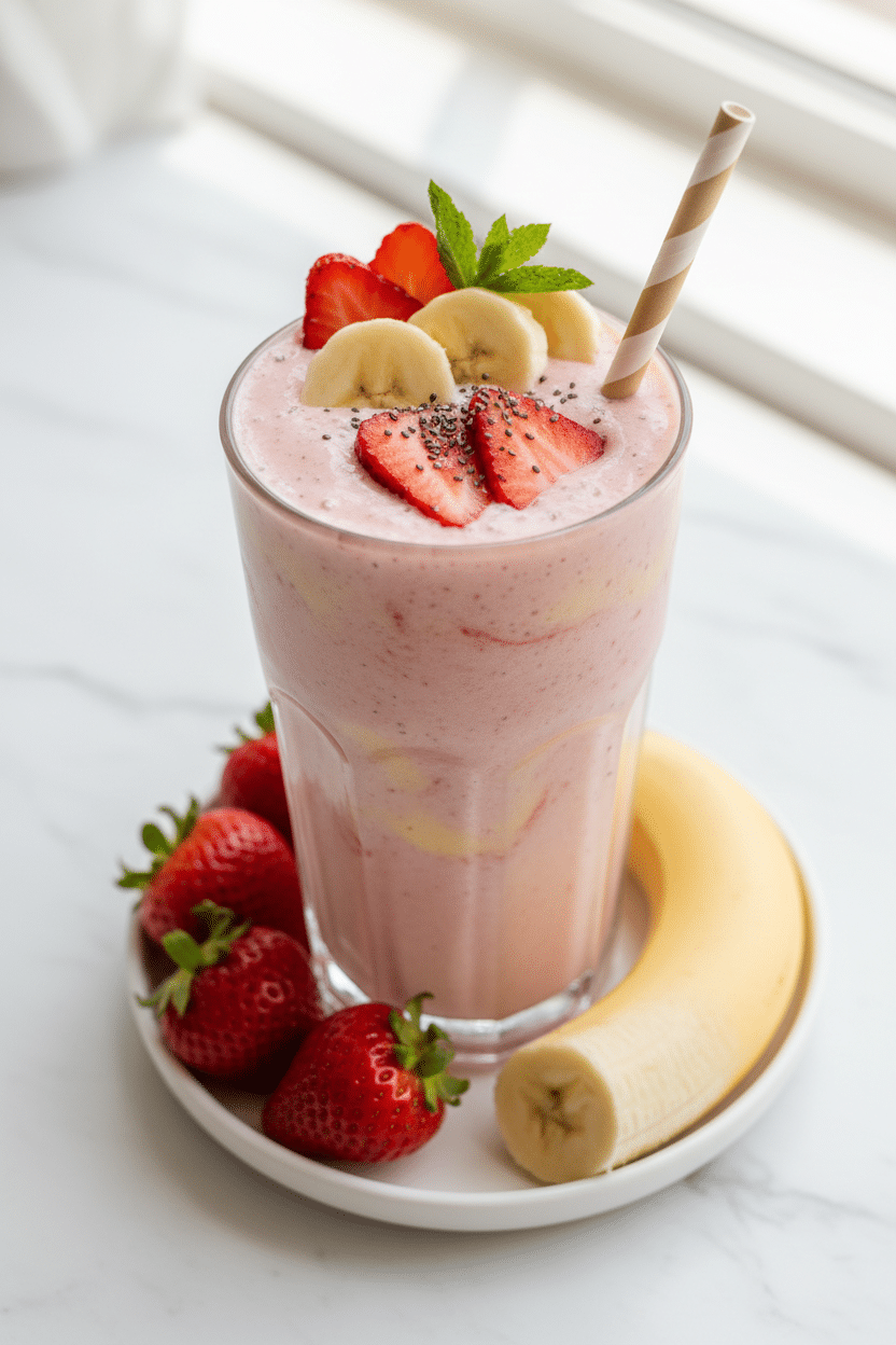 Strawberry Banana Smoothie serving photo