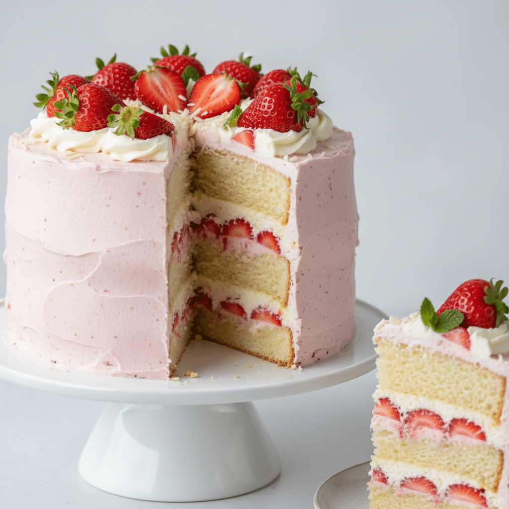 Strawberry Cake Recipe (Easy & Pretty)