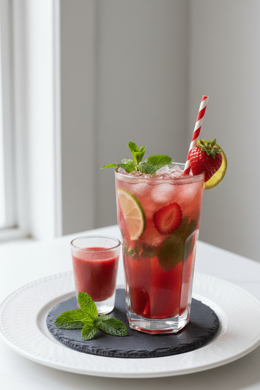 Strawberry Mojito Mocktail serving photo