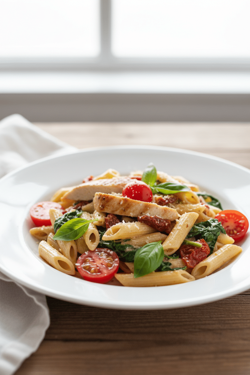 Tuscan Chicken Pasta serving photo