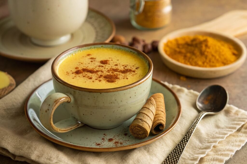 warm spiced turmeric milk golden latte 1