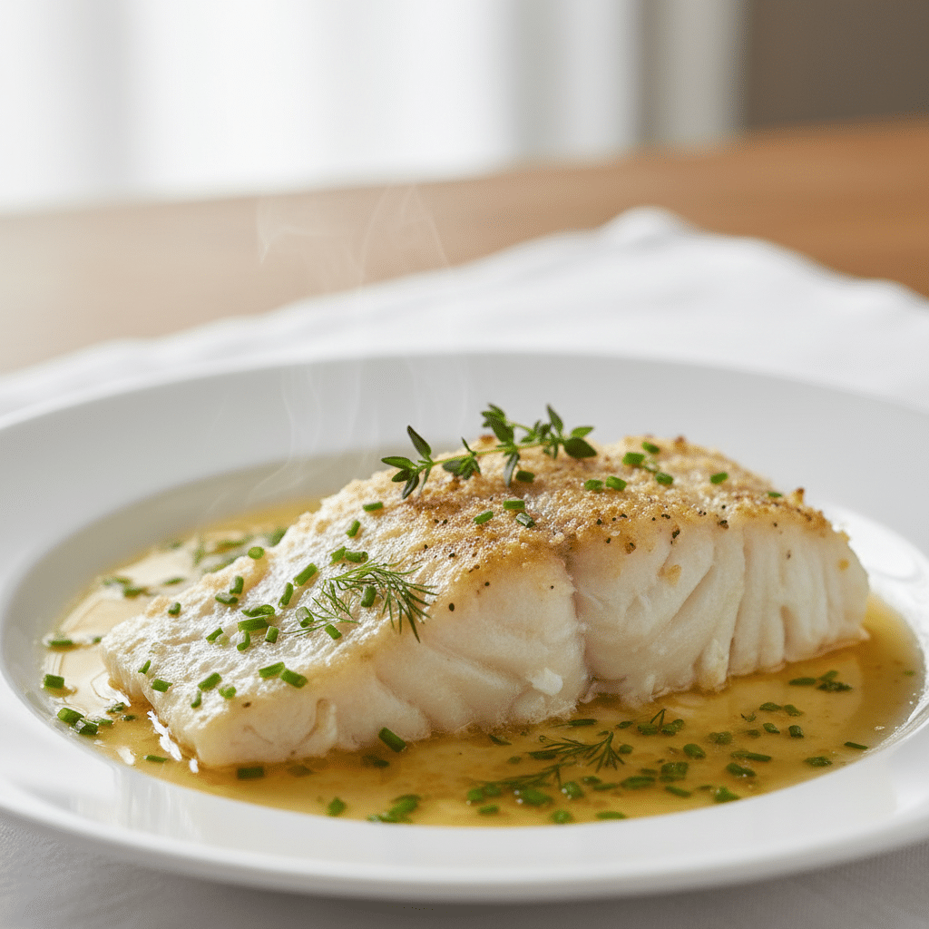 Baked Cod with Butter Sauce