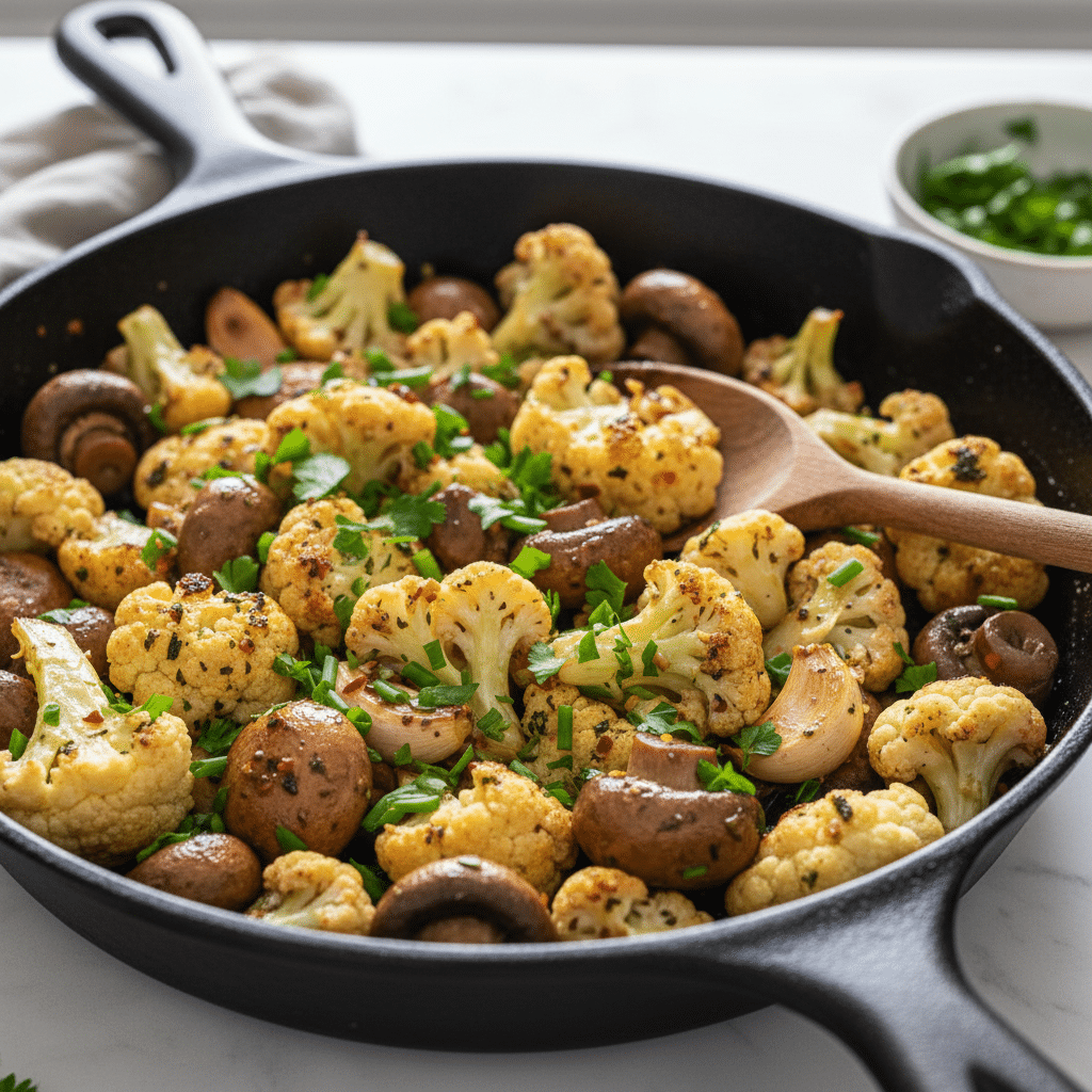 Garlic Mushrooms Cauliflower Skillet