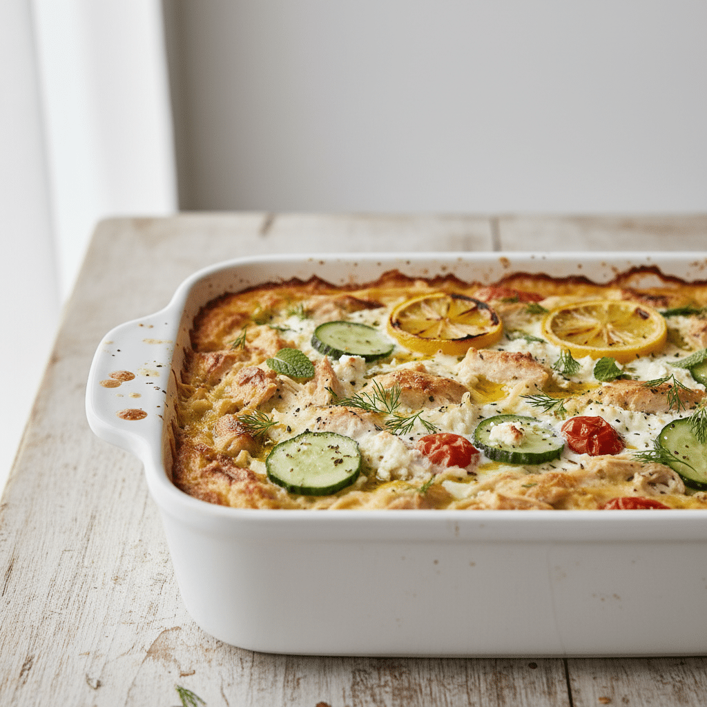 Dump-and-Bake Chicken Tzatziki Casserole