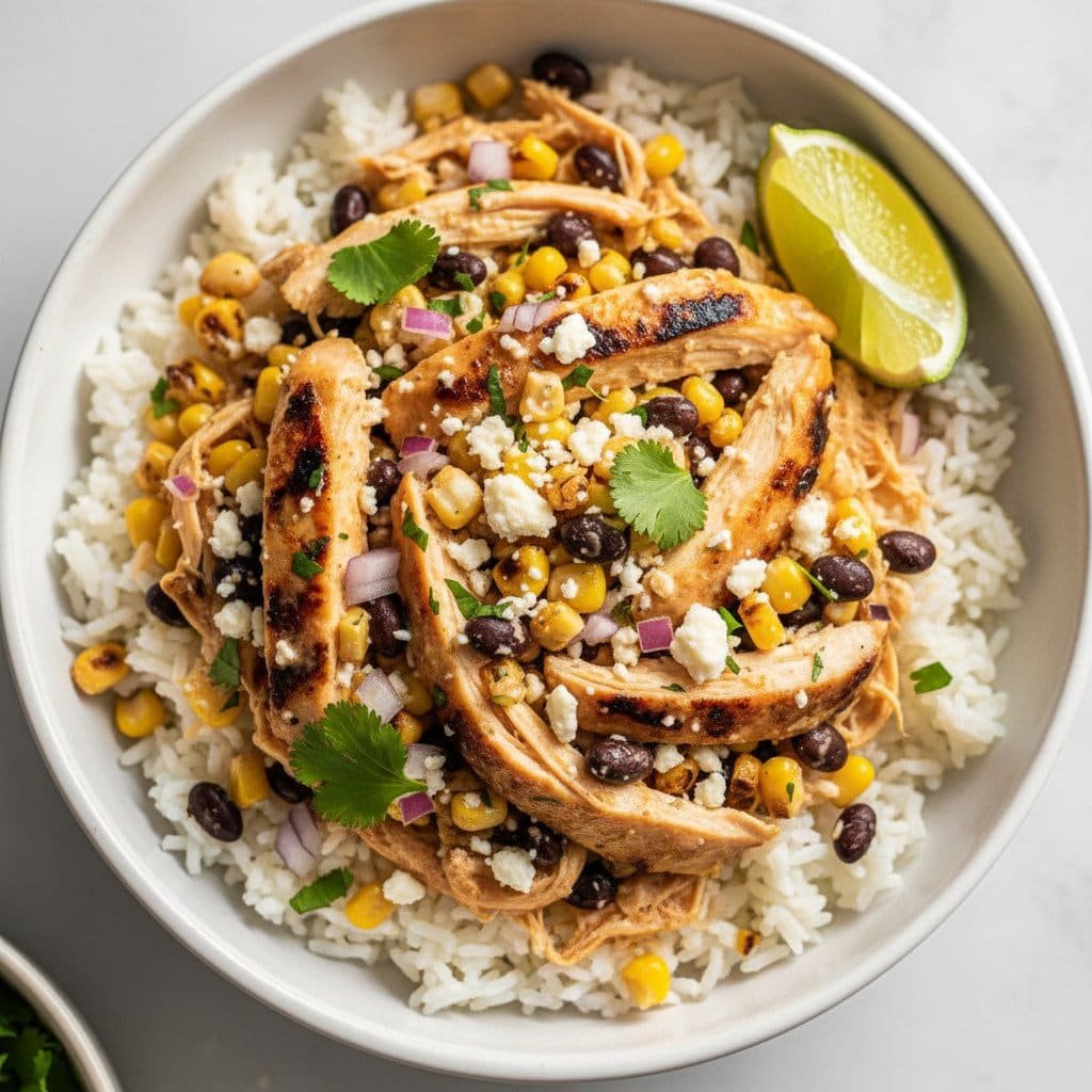 Street Corn Chicken Rice Bowl