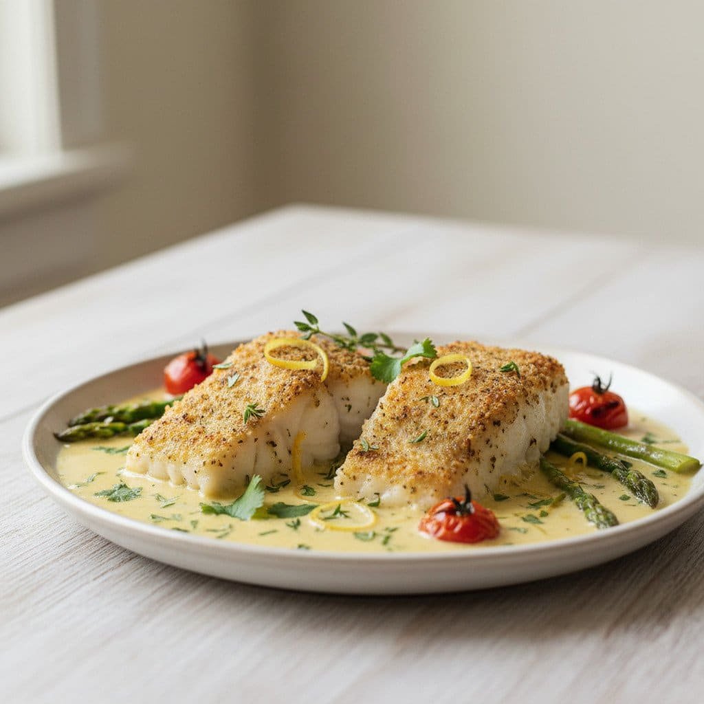 Baked Cod in Coconut Lemon Cream Sauce