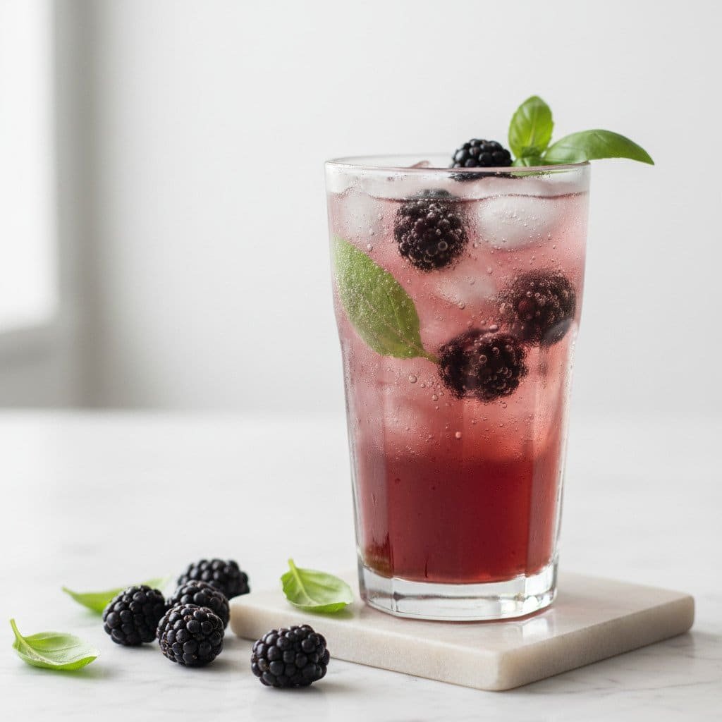 Blackberry Basil Sparkling Mocktail